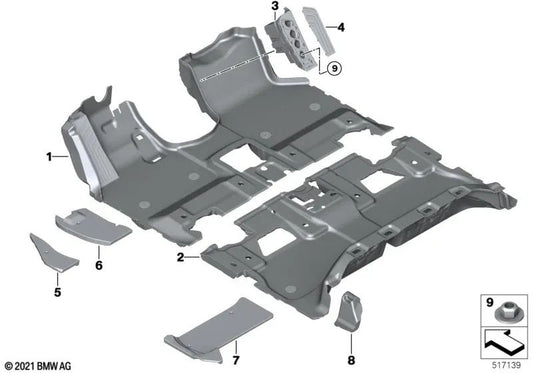Front Outer Left Footwell Insert for BMW i I20 (OEM 51477947987). Original BMW