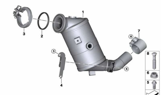 Soporte catalizador cercano al motor OEM 18307623123 para BMW i3 (I01, I01N). Pieza original BMW.