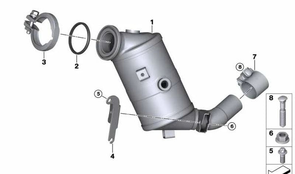 Soporte catalizador cercano al motor OEM 18307623123 para BMW i3 (I01, I01N). Pieza original BMW.