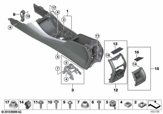 Console central para BMW X3 G01, G08 (OEM 51165A03A73). BMW original