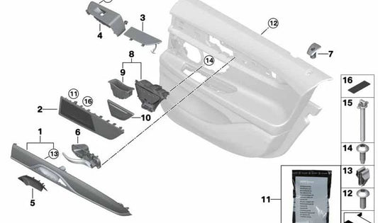 Pasador de fijación OEM 51417224215 para BMW F01, F02, F04, G11, G12. Compatible con varias versiones del Serie 7. Pieza original BMW. Ideal para sujetar paneles interiores.