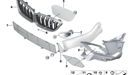 Rack avant d'emblème pour la série BMW 2 F87N (OEM 51148097498). BMW d'origine
