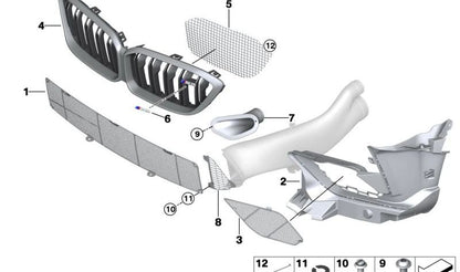 Rejilla decorativa frontal pintada OEM 51135A386B3 para BMW Serie 2 F87N. Original BMW.