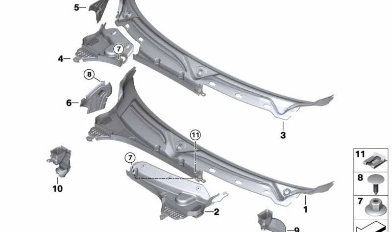 Cubierta cortavientos izquierda OEM 51717305493 para MINI F56, F55, F57... y más. Original MINI.