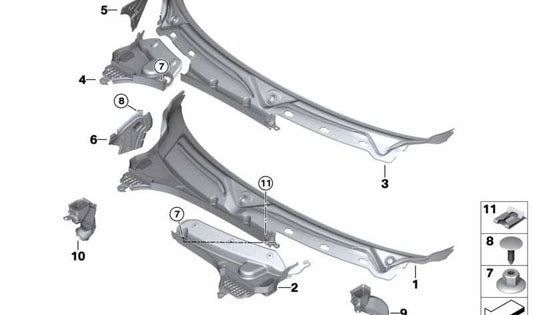 Cubierta cortavientos izquierda OEM 51717305493 para MINI F56, F55, F57... y más. Original MINI.