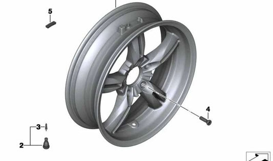 Rueda trasera negra OEM 36318354978 para motos BMW C evolution K17 (2014-2020). Original BMW Motorrad.