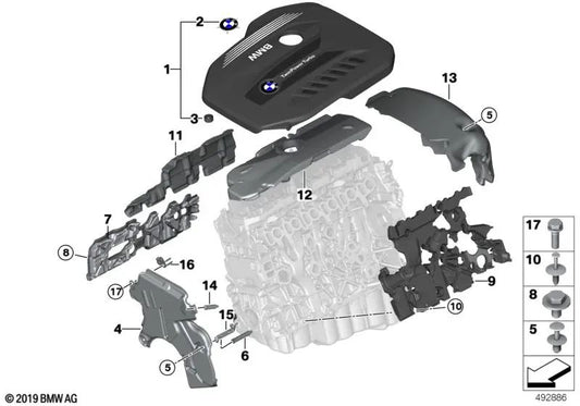 Wärmeisolierung für BMW 3 G20 -Serie, G21, 5 G30 -Serie, G31, 6 G32 -Serie, 7 G11 -Serie, G12, X3 G01, X4 G02, X5 G05, X6 G06, X7 G07 (OEM 11148490409). Original BMW.