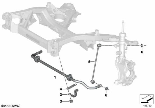 Front Stabilizer with Rubber Mount for BMW Z4 G29 (OEM 31305A56447). Original BMW.