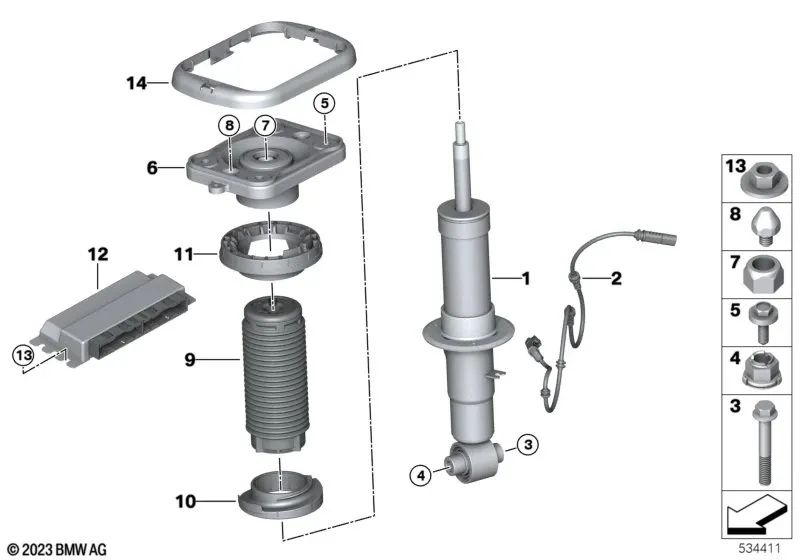 Upper insulator for BMW G05, G18, G06, G09 (OEM 33536881529). Genuine BMW