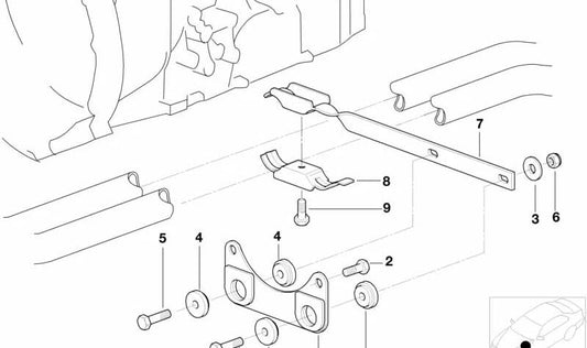 Exhaust system bracket OEM 18201439403 for BMW E38. Genuine BMW.