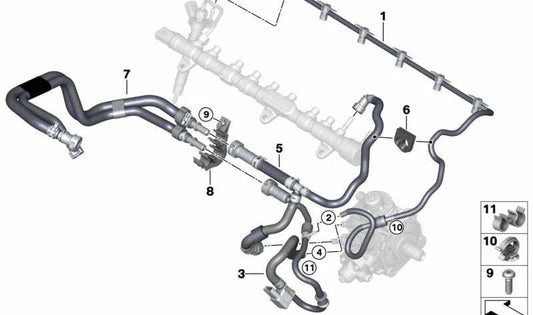 Clip sujeta cables OEM 13538517659 para BMW Serie 1 F20/F20N/F21/F21N, Serie 2 F22/F22N/F23/F23N, Serie 3 E90N/E91N/E92N/E93N/F30/F30N/F31/F31N/F34/F34N/G20/G20N/G21, y más. Original BMW.