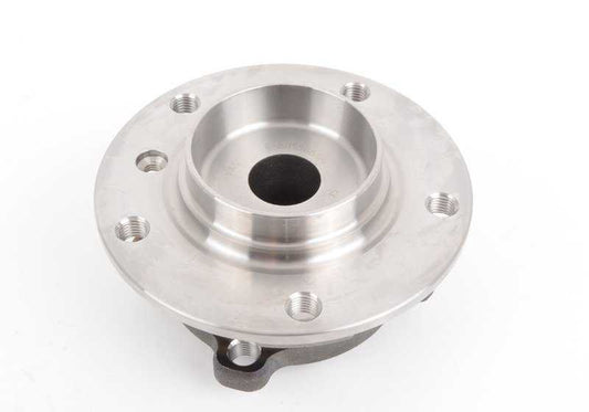 Buje de rueda delantero con rodamiento OEM 31226765601 para BMW E60, E61, E63, E64. Original BMW.