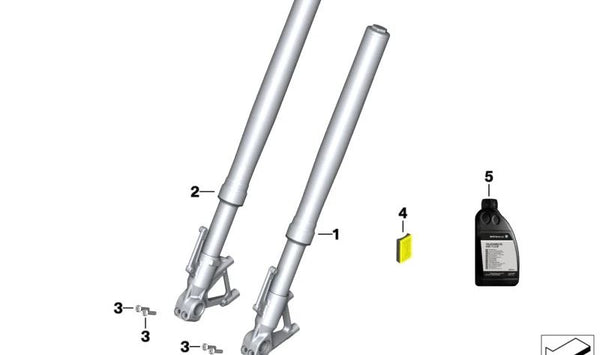 Brazo de horquilla negro izquierdo OEM 31429480487 para motos BMW F 900 R (K83), F 900 R A2 (K83) y más. Original BMW Motorrad.