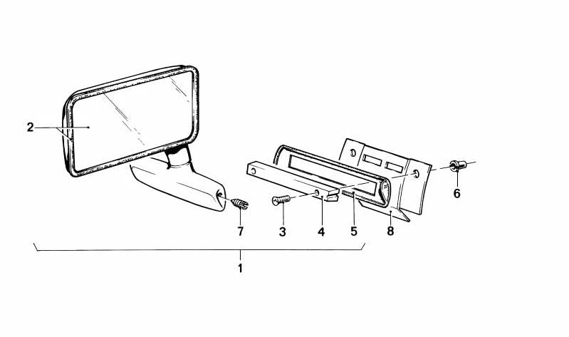 Base de espejo derecha para BMW E21, E12 (OEM 51161822062). Original BMW