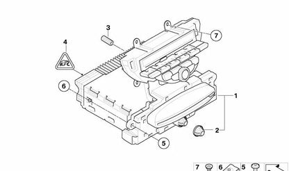 Botón de radio OEM 65123448287 para MINI R55, R56, R57. Compatible con Radio Wave y Radio CD/Mini CD. Recambio original MINI.