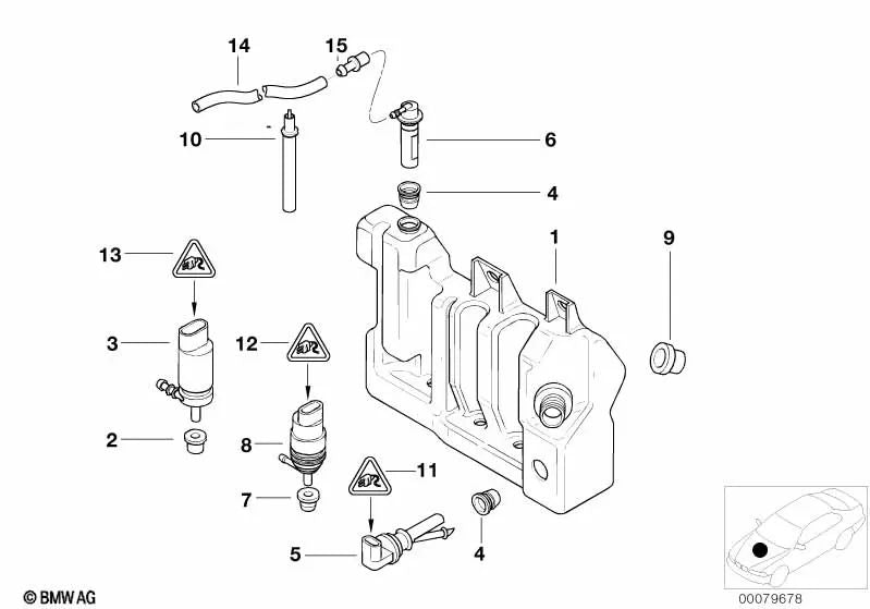 Válvula do sistema de lavagem de para-brisas para BMW E36, E46, E39, E38 (OEM 61668361370). BMW originais.