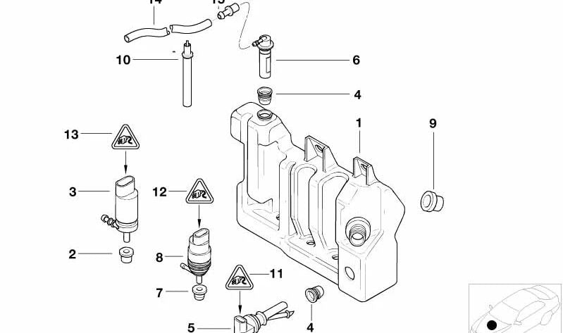 Bomba de lavagem do sistema de limpeza de faróis para BMW E39, E38 (OEM 61678357837). BMW original