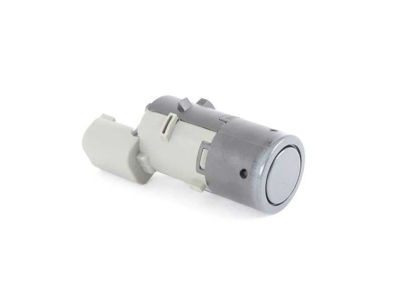 Gray ultrasonic parking sensor OEM 66206989100 for BMW E39, E60, E60N, E61, E61N, E83, E83N. Compatible with Park distance control system (PDC). Original BMW.