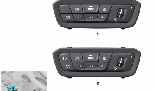 Interruptor de luces OEM 61315A16B20 para BMW Serie 3 G20 {316d, 318d} (modelos desde 2019 hasta 2022). Repuesto original BMW.