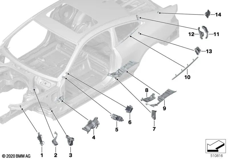Formteil A-Säule upper interior for BMW Series 4 G22, G82 (OEM 41007472331). Genuine BMW