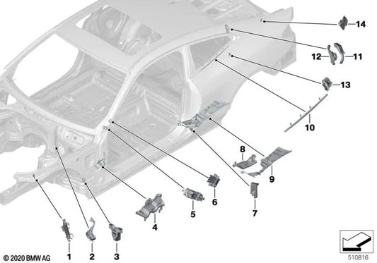 Formteil A-Säule upper interior for BMW Series 4 G22, G82 (OEM 41007472331). Genuine BMW