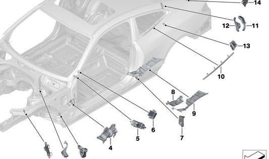 Revestimiento interior derecho del pilar C OEM 41007472336 para BMW G22, G22N, G82, G82N. Original BMW.