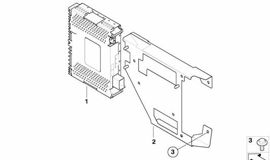 Soporte módulo auriculares OEM 84136907376 para BMW E60, E61, E65, E66. Pieza para fijar el módulo de auriculares del sistema multimedia. Original BMW.