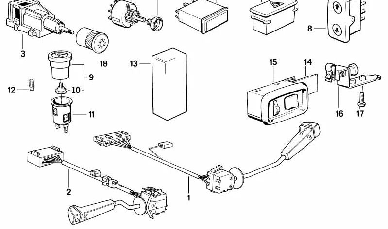 Interrupteur Curruval OEM 61311379076 pour BMW E34, E32, Z1. BMW d'origine.