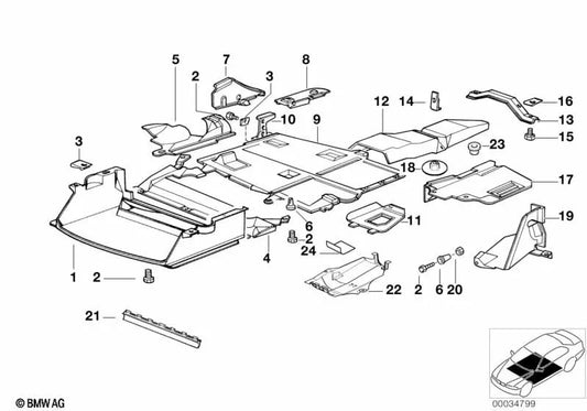 Protetor do sistema de escapamento para BMW Série 3 E36 (OEM 51711977084). BMW originais.