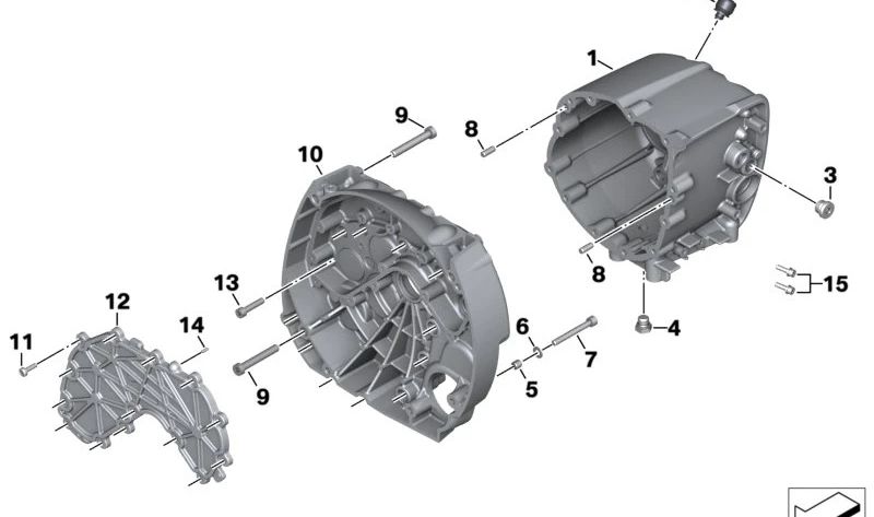 Silberner Getriebedeckel OEM 23001539538 für BMW Motorrad R 18, R 18 Classic, R 18 Roctane und mehr. Original BMW Motorrad.