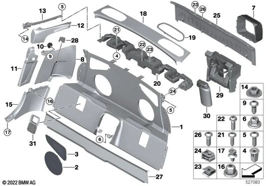 Partitionsbeschichtungsnetz für BMW Z4 G29 (OEM 51477456385). Original BMW.