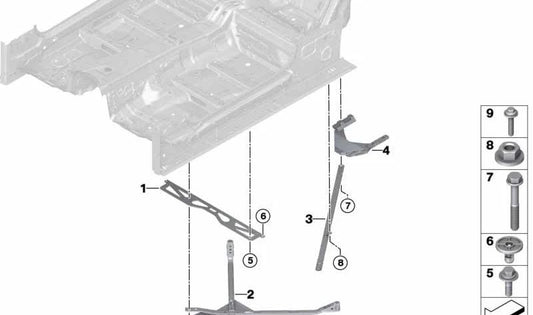Refuerzo trasero OEM 33318064893 para BMW F90 M5, F90 M5 CS, F91 M8 Competition, F92 M8, F93 M8. Compatible con todos los modelos mencionados. Pieza original BMW.
