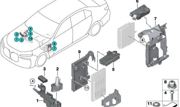 Tapón distribuidor de corriente B+ para BMW G60, G70 (OEM 61145A09A51). Original BMW