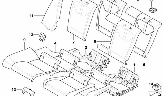 Funda de asiento de cuero izquierda OEM 52208043035 para BMW E92, E92N. Original BMW.