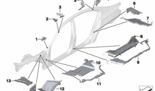 Exterior intake shape part for BMW F01, F01N, F02, F02N, F04 (OEM 41217179499). Genuine BMW