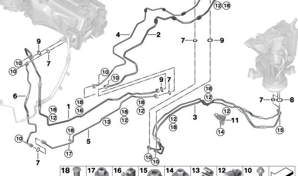 Tubería conducto aire acondicionado inferior parte 1 OEM 64539493991 para BMW X7 G07, G07N. Original BMW.