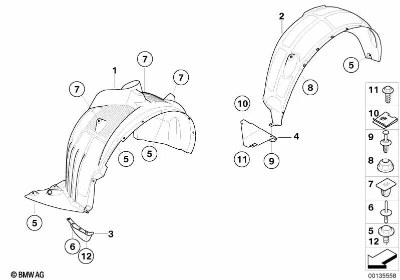 Links hinterer Deflektor für BMW x3 E83, E83N (OEM 51713401987). Original BMW.