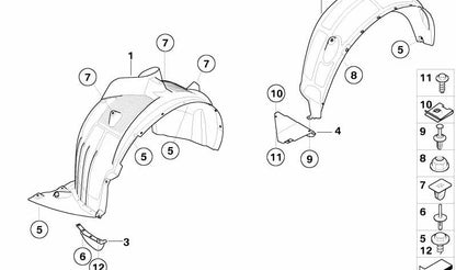 Deflector delantero derecho OEM 51623416422 para BMW X3 E83 (modelos 1.8d, 2.0d, 2.0i, 2.0sd). Pieza original BMW.