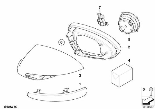 Habitação impressa à esquerda para BMW E60, E61N, E63, E64 (OEM 51167903821). BMW original.
