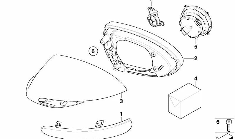 Carcasa imprimada derecha para BMW E60, E61N, E63, E64 (OEM 51167906348). Original BMW