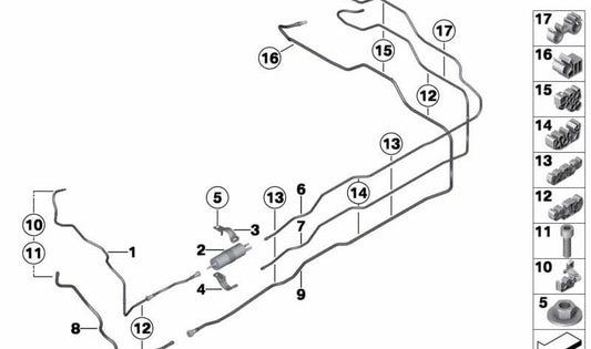 Tubo di alimentazione frontale per BMW 7 F02 Serie, F04 (OEM 16127220167). BMW originale