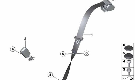 Cinturón de seguridad inferior derecho OEM 72119809868 para MINI Paceman R61 (03/2012 - 09/2016). Original MINI.