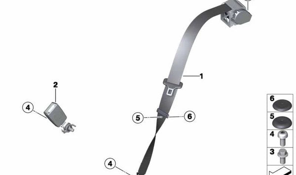 Cinturón de seguridad inferior derecho OEM 72119809868 para MINI Paceman R61 (03/2012 - 09/2016). Original MINI.