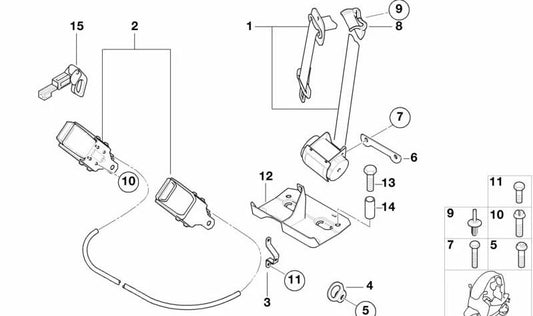Cinturón de seguridad izquierdo OEM 72112317715 para BMW Motorrad C1 (1999-2003). Original BMW Motorrad.