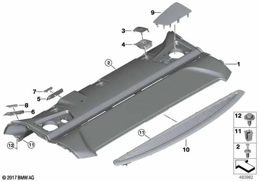 Estante de almacenamiento para BMW G30, G30N (OEM 51467431198). Original BMW.