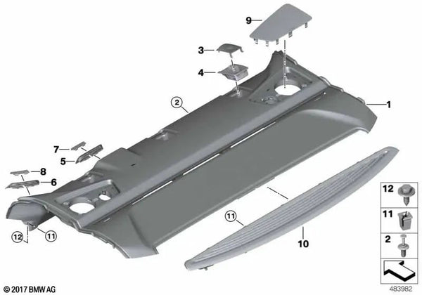 Estante de almacenamiento para BMW G30, G30N (OEM 51467431198). Original BMW.
