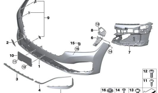 Molde de pára -choque dianteiro central para BMW G11N, G12N (OEM 51117475199). BMW original.