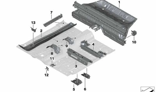 Refuerzo túnel trasero OEM 41127361185 para BMW F40, F52, F70, F44, F45, F45N, F46, F46N, F48, F48N, F49, F49N, F39 y para MINI F54, F54N, F55, F55N, F56, F56E, F56F, F56N, F57, F57N, F60, F60N, F65, F66. Original BMW y MINI.