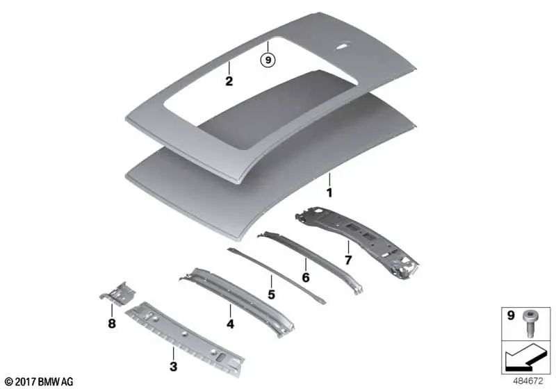 DACHSPRIEGEL FRONT PARA BMW X3 F97, G01, G08 (OEM 41007493979). BMW original
