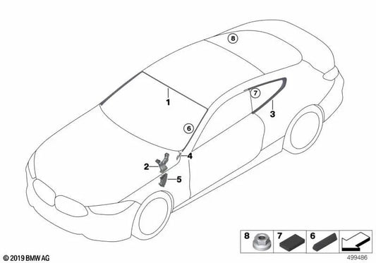 Rechte obere Wasserentwässerungskanal für BMW 5 F90 -Serie, G30, G31, G38, Serie 8 F91, F92, F93, G14, G15, G16 (OEM 51317388733). Original BMW